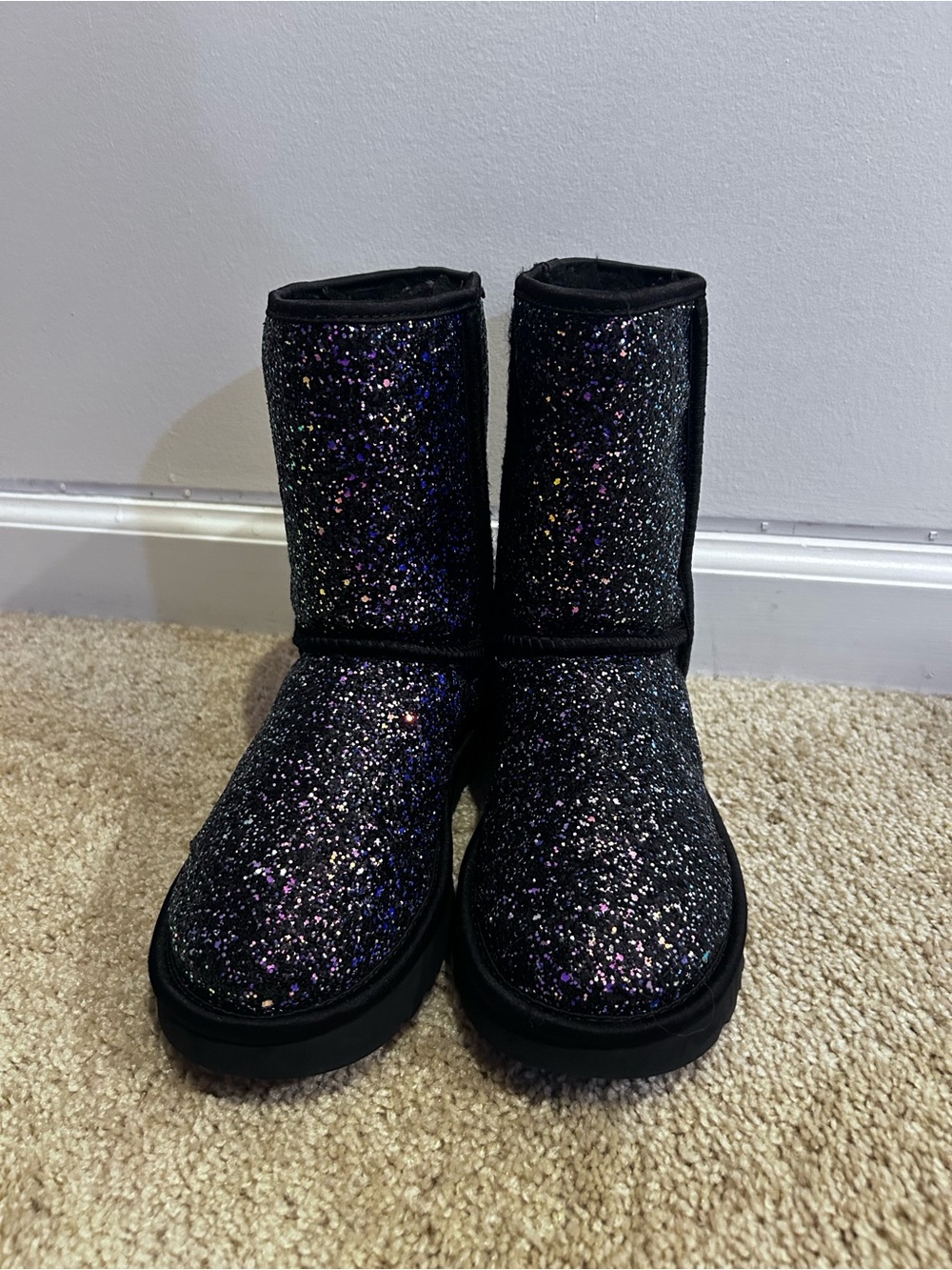 Black Glitter Mid-Calf Boots